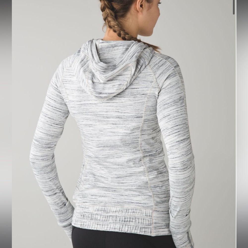 Lululemon Think Fast Hoodie Space Dye Camo White Gray Multi / Silver Spoon | 4 - Picture 3 of 13
